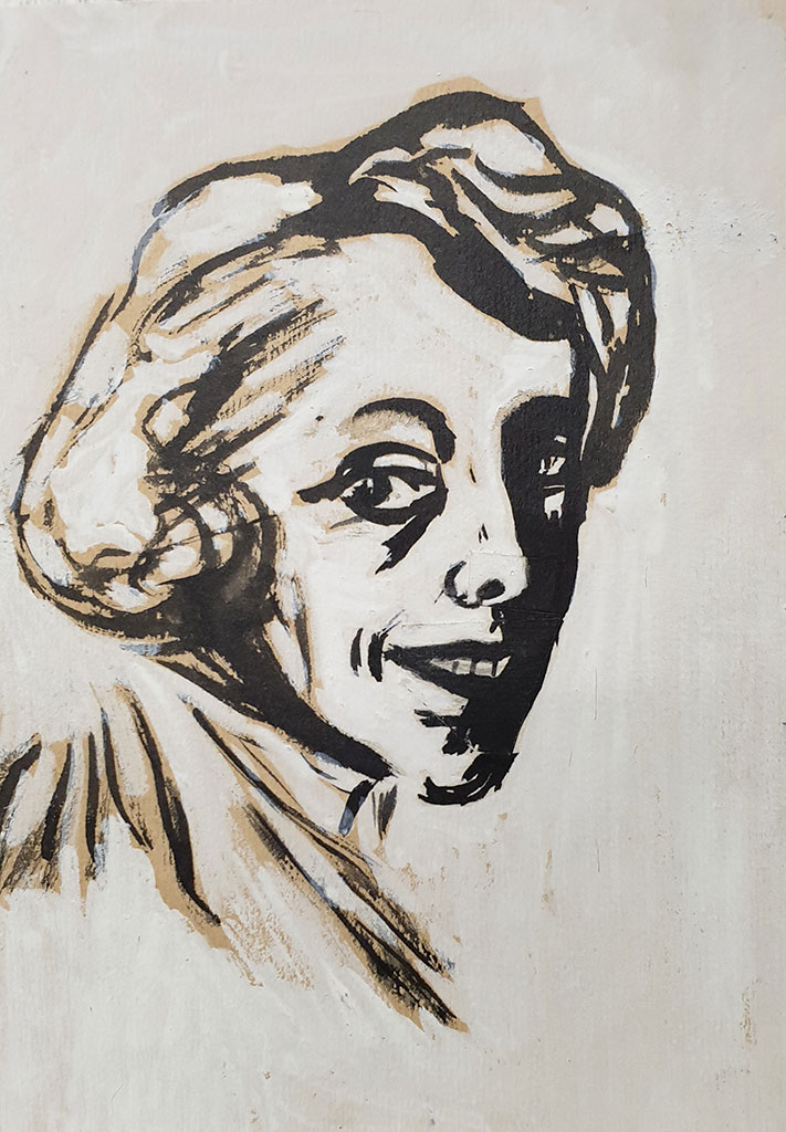 Porträt von seiner Frau Nora, Zeichnung mit der Tusche von M. L. Werzhbinskiy Porträt von seiner Frau Nora, Zeichnung mit der Tusche von M. L. Werzhbinskiy