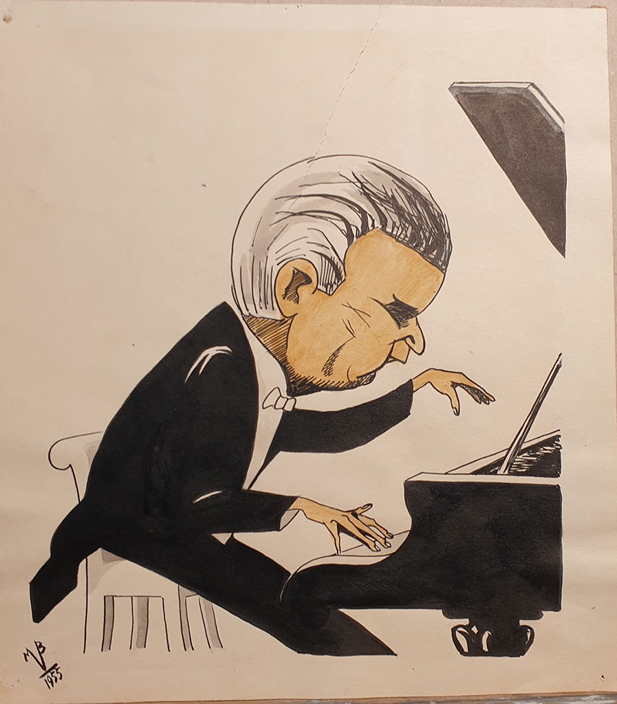 Pianist Professor Pawel Serebriakow, Papier, Tusche, 1955 Pianist Professor Pawel Serebriakow, Papier, Tusche, 1955