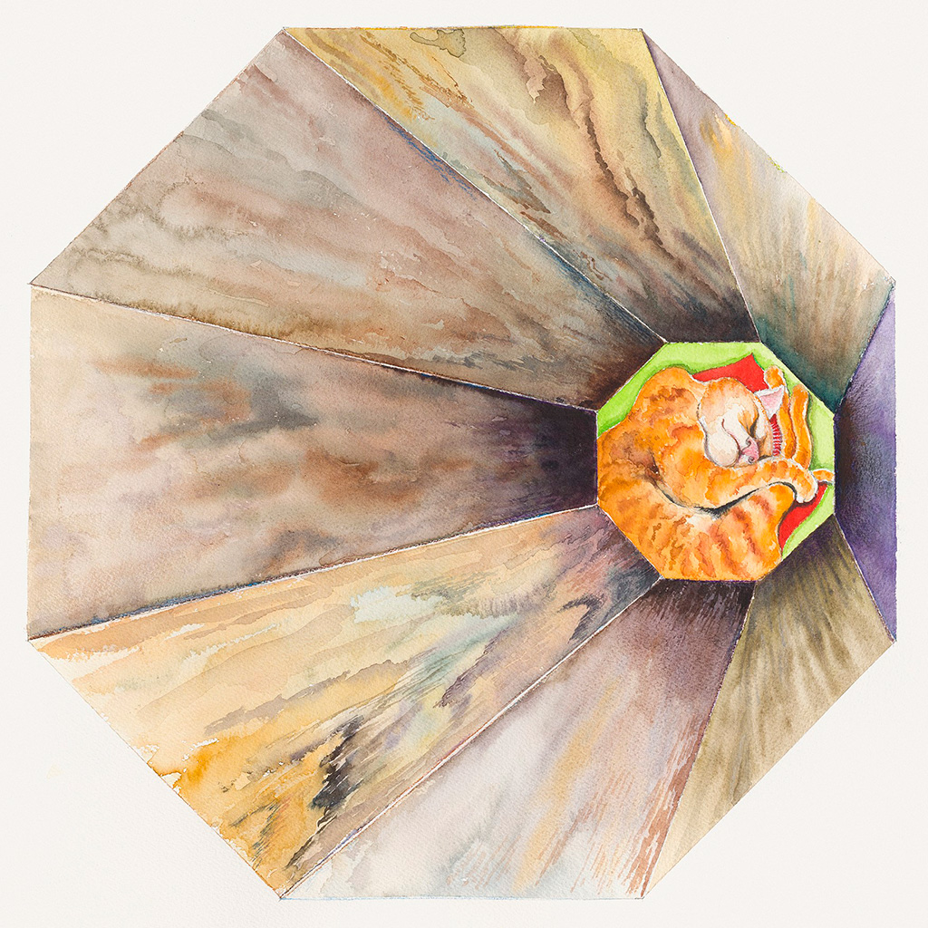 2018, Aquarell auf Papier, 58 x 58 cm, Licht am Ende des Tunnels, Nina Werzbinskaja-Rabinowich