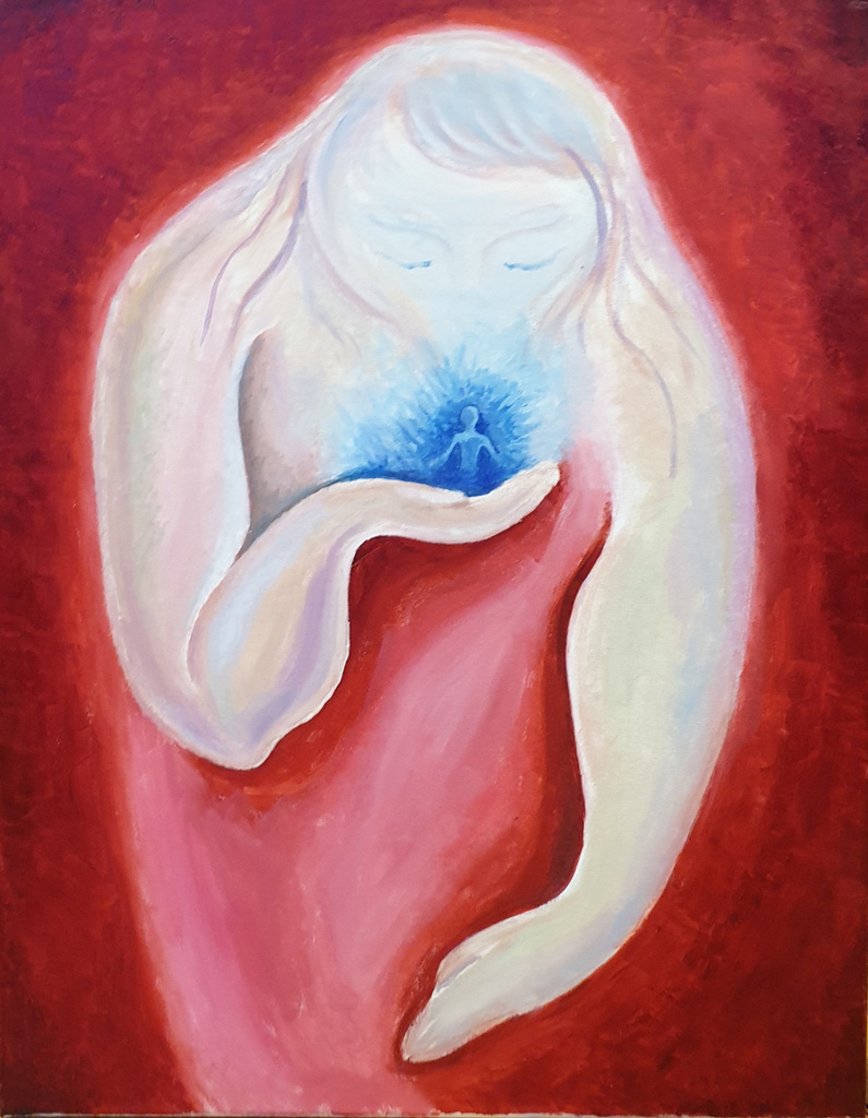 "Rot und blau“, Öl, 80 x 60 cm, Malerin Nina Werzhbinskaja-Rabinowich