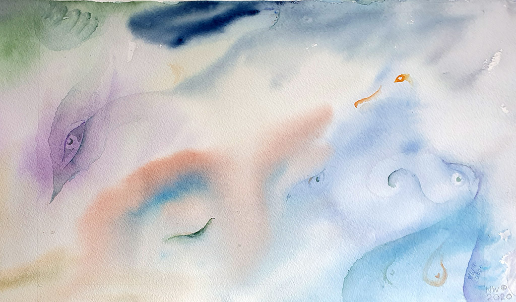 „Traum“, Aquarell auf Papier 28 x 46 cm, 2020, Malerin Nina Werzhbinskaja-Rabinowich