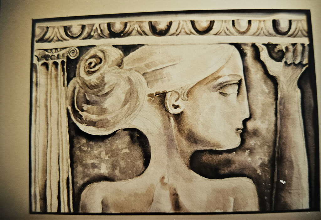 „Kleine Karyatide“, Papier, Aquarell, 40 x 28 cm, 1995, Malerin Nina Werzhbinskaja-Rabinowich