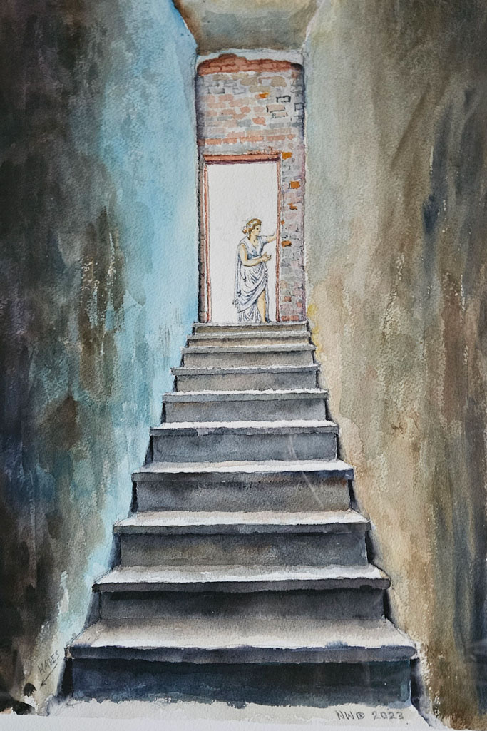 „Eurydike“, Papier, Aquarell, 52 x 35 cm, 2023, Malerin Nina Werzhbinskaja-Rabinowich
